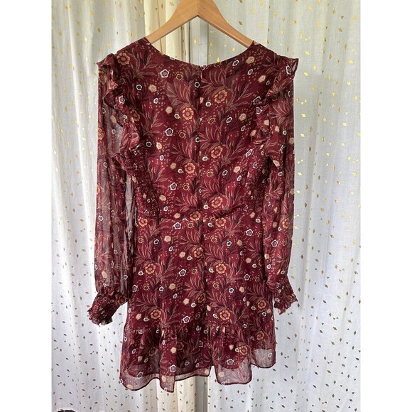 AQUA Exclusive Paisley Extended Shoulder Side Smock Back Zip Lined Dress M - Picture 4 of 6